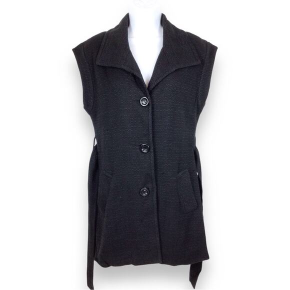 TRINA TURK Black Tweed Belted Vest Blazer size XS - Picture 1 of 6